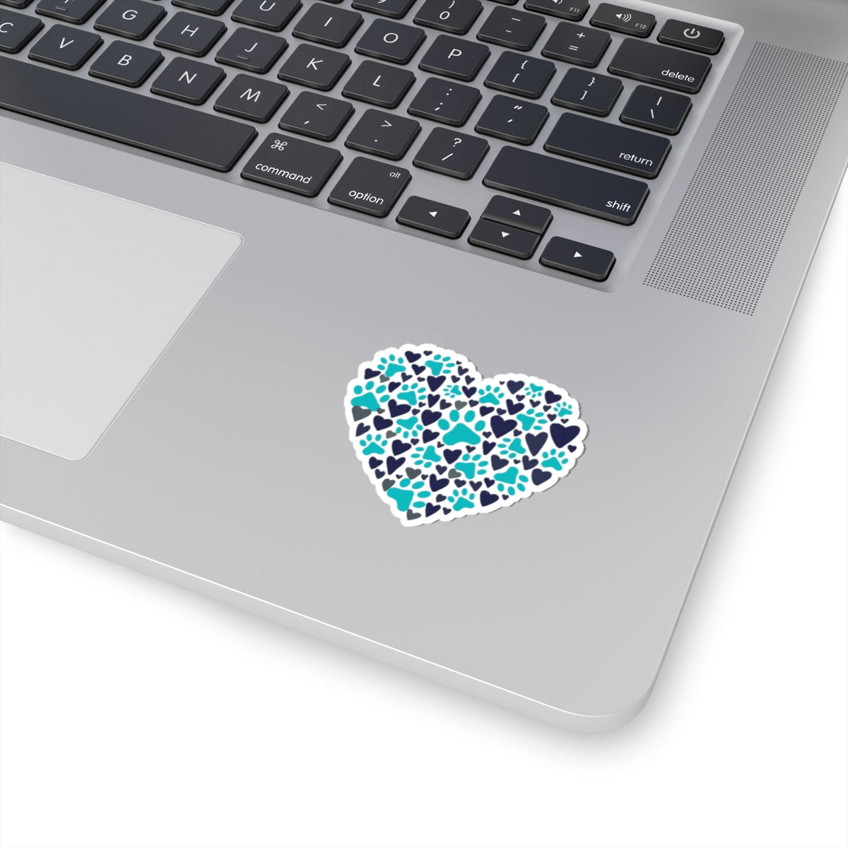 Blue Paw Print Heart Kiss-Cut Sticker