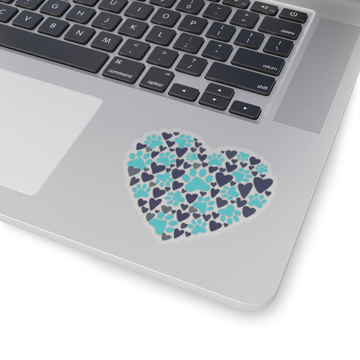 Blue Paw Print Heart Kiss-Cut Sticker