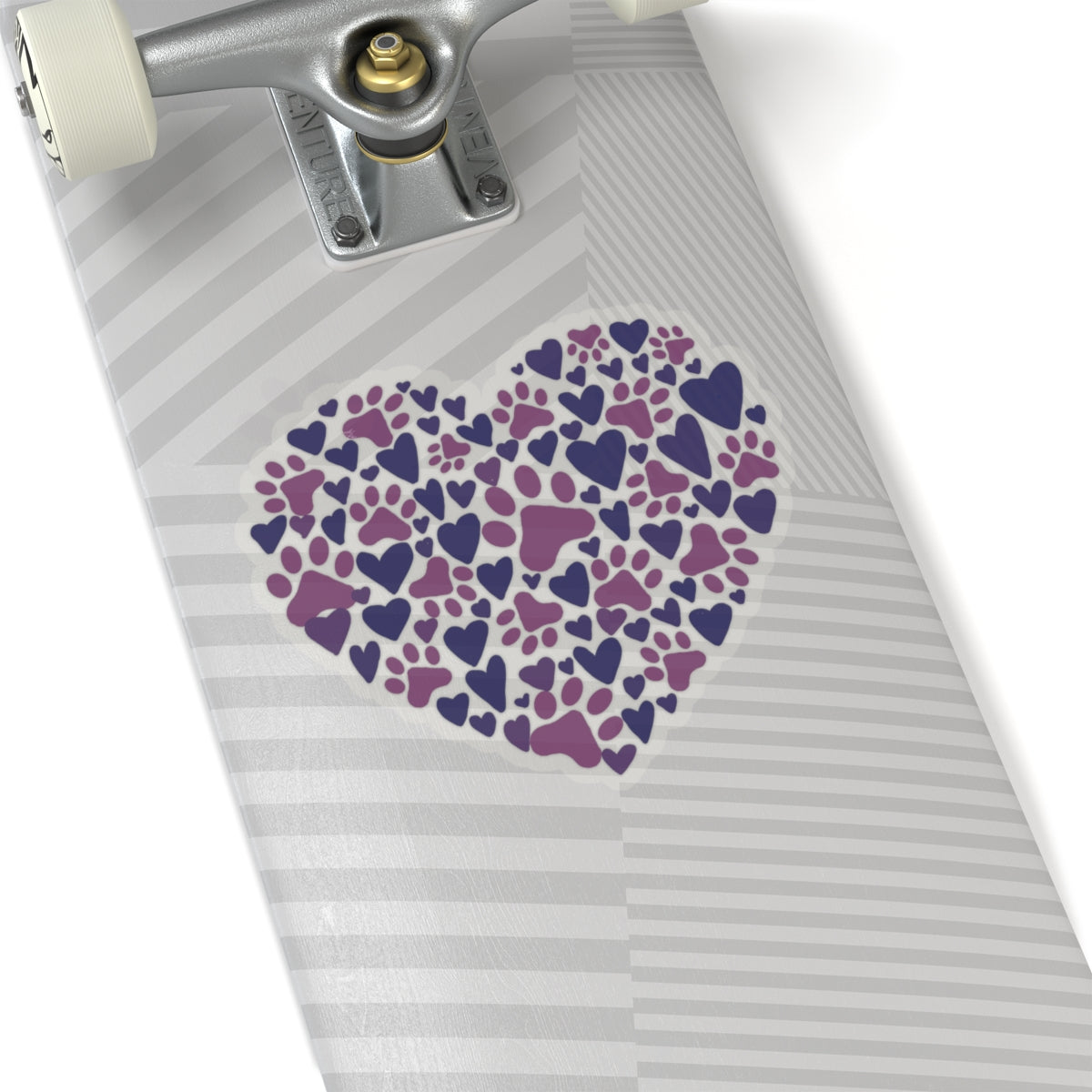 Purple Paw Print Heart Kiss-Cut Stickers