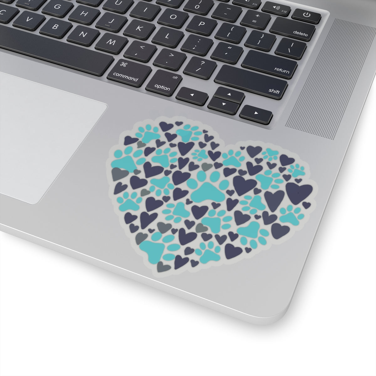 Blue Paw Print Heart Kiss-Cut Sticker