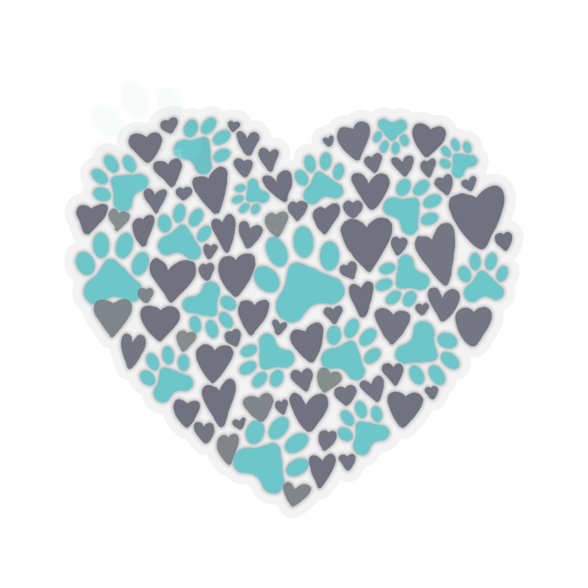 Blue Paw Print Heart Kiss-Cut Sticker