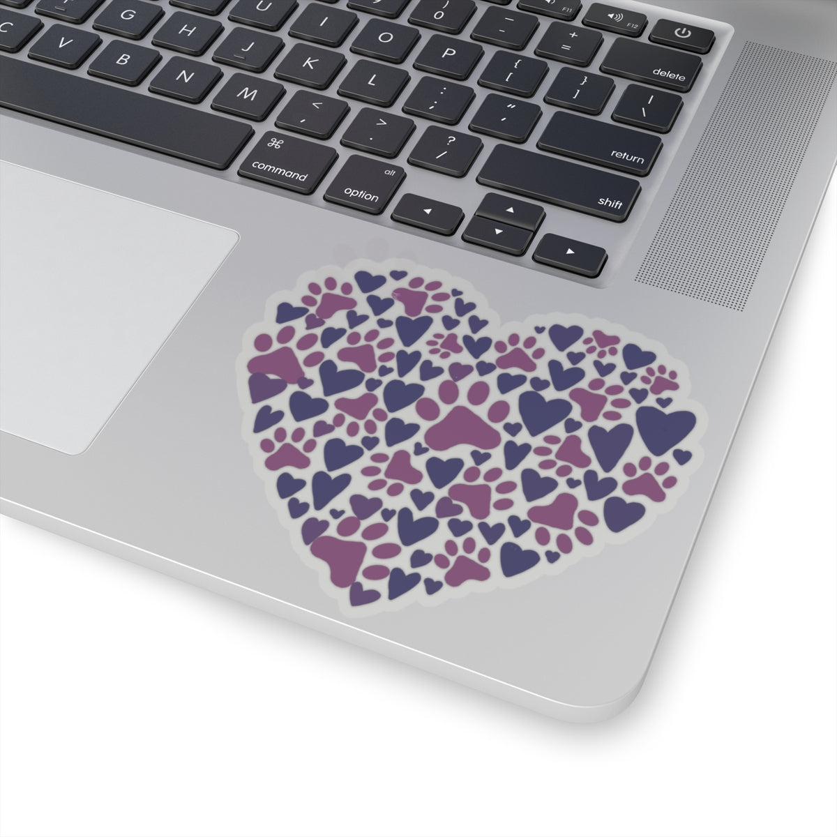 Purple Paw Print Heart Kiss-Cut Stickers