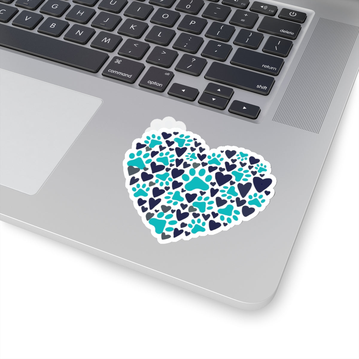 Blue Paw Print Heart Kiss-Cut Sticker