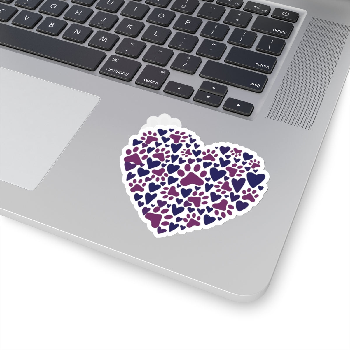 Purple Paw Print Heart Kiss-Cut Stickers