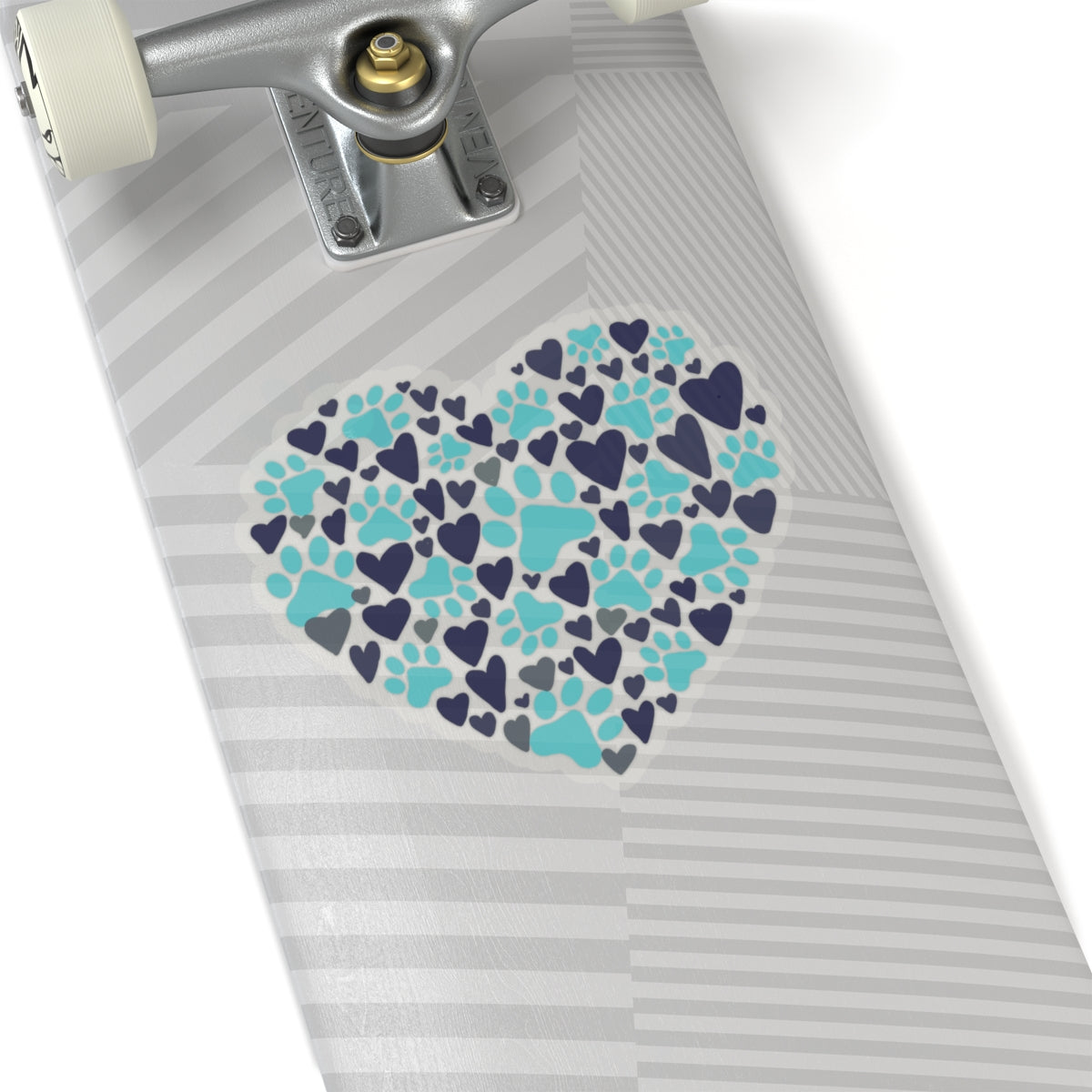 Blue Paw Print Heart Kiss-Cut Sticker