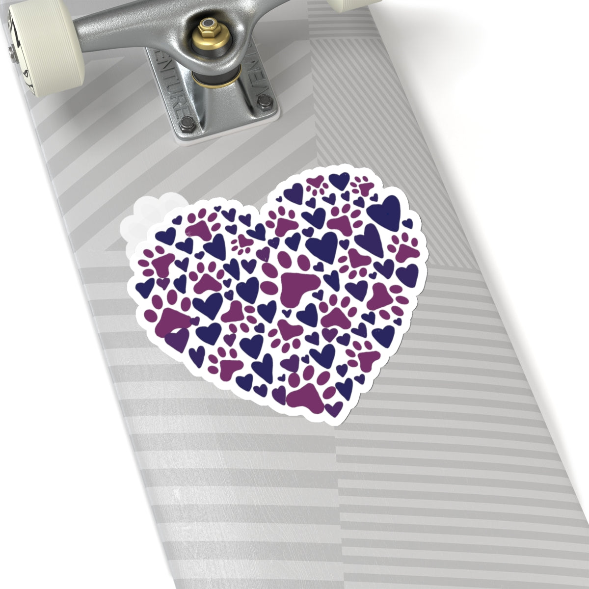 Purple Paw Print Heart Kiss-Cut Stickers