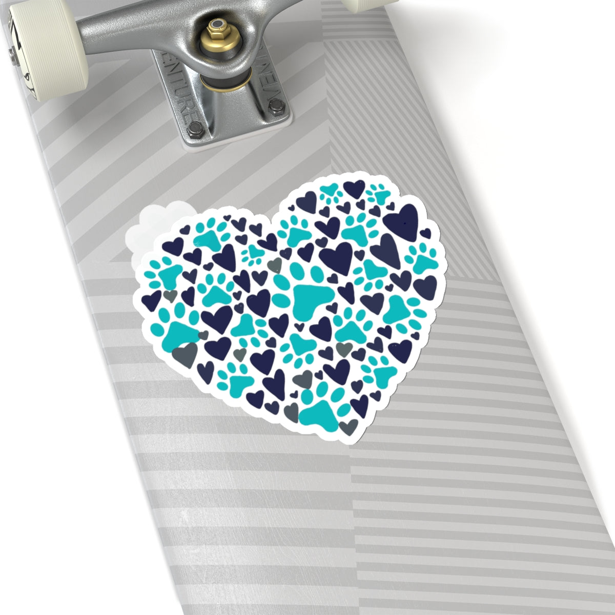 Blue Paw Print Heart Kiss-Cut Sticker