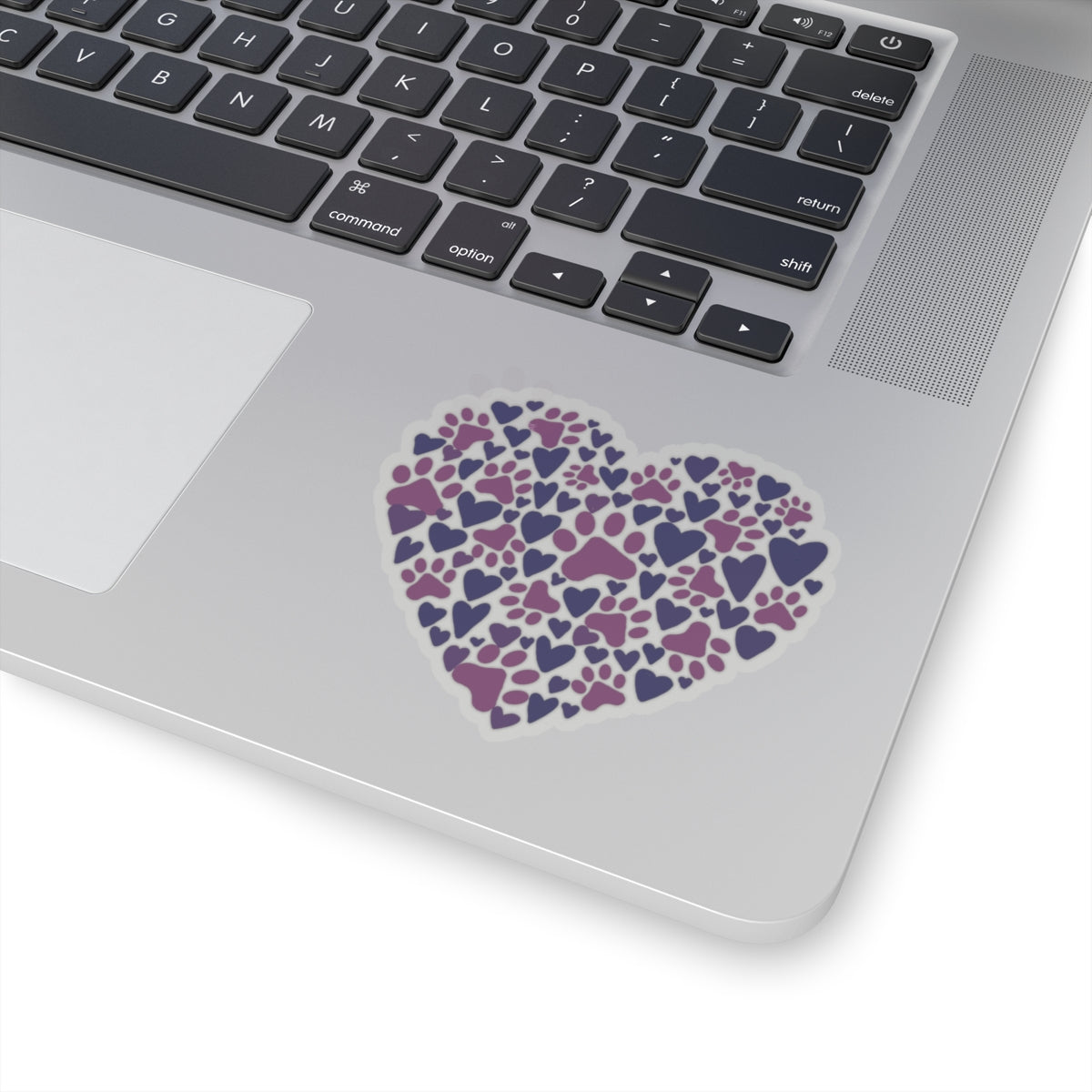 Purple Paw Print Heart Kiss-Cut Stickers