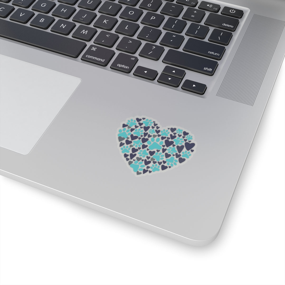 Blue Paw Print Heart Kiss-Cut Sticker