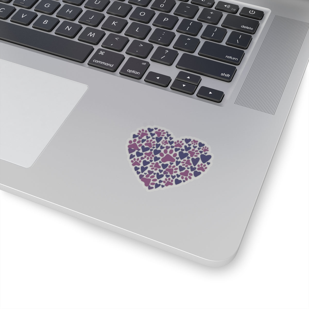 Purple Paw Print Heart Kiss-Cut Stickers