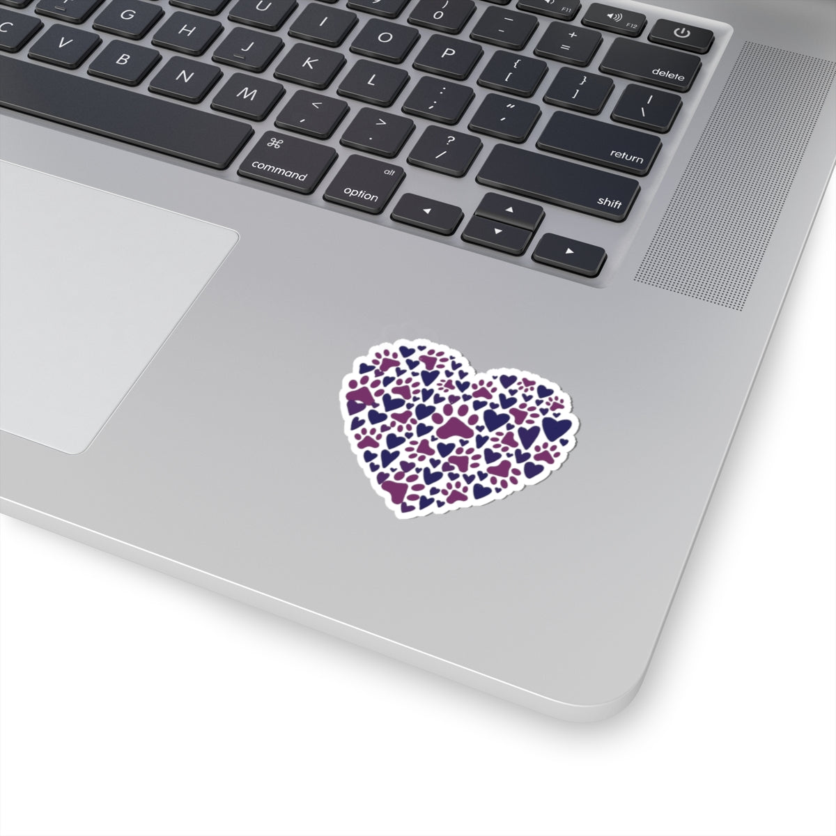 Purple Paw Print Heart Kiss-Cut Stickers